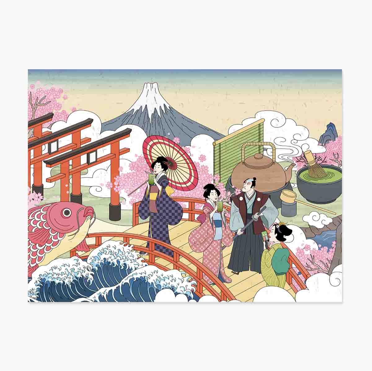 Plakát s japonskou retro ilustrací