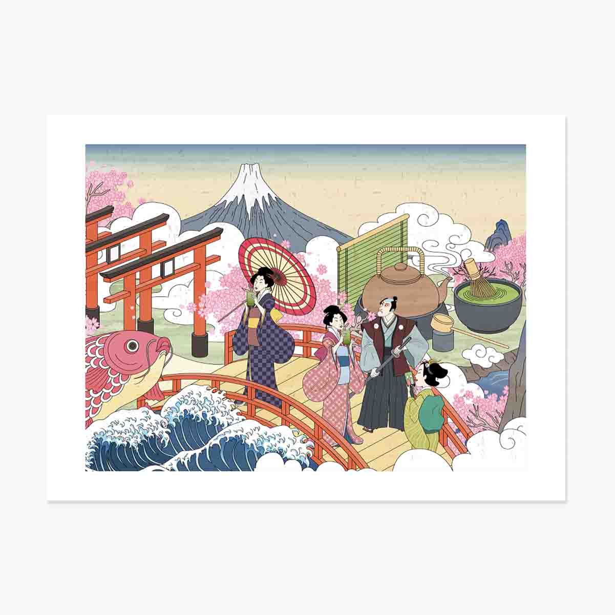Plakát s japonskou retro ilustrací