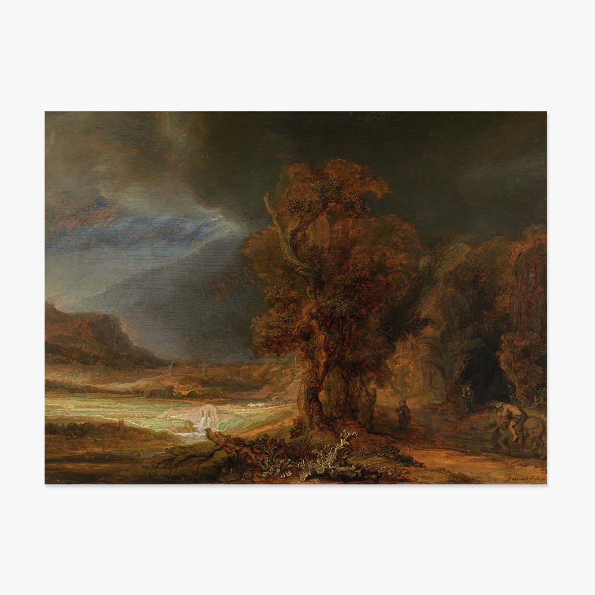 Plakát na šířku – Rembrandt van Rijn – Krajina s milosrdným Samaritánem, 1638
