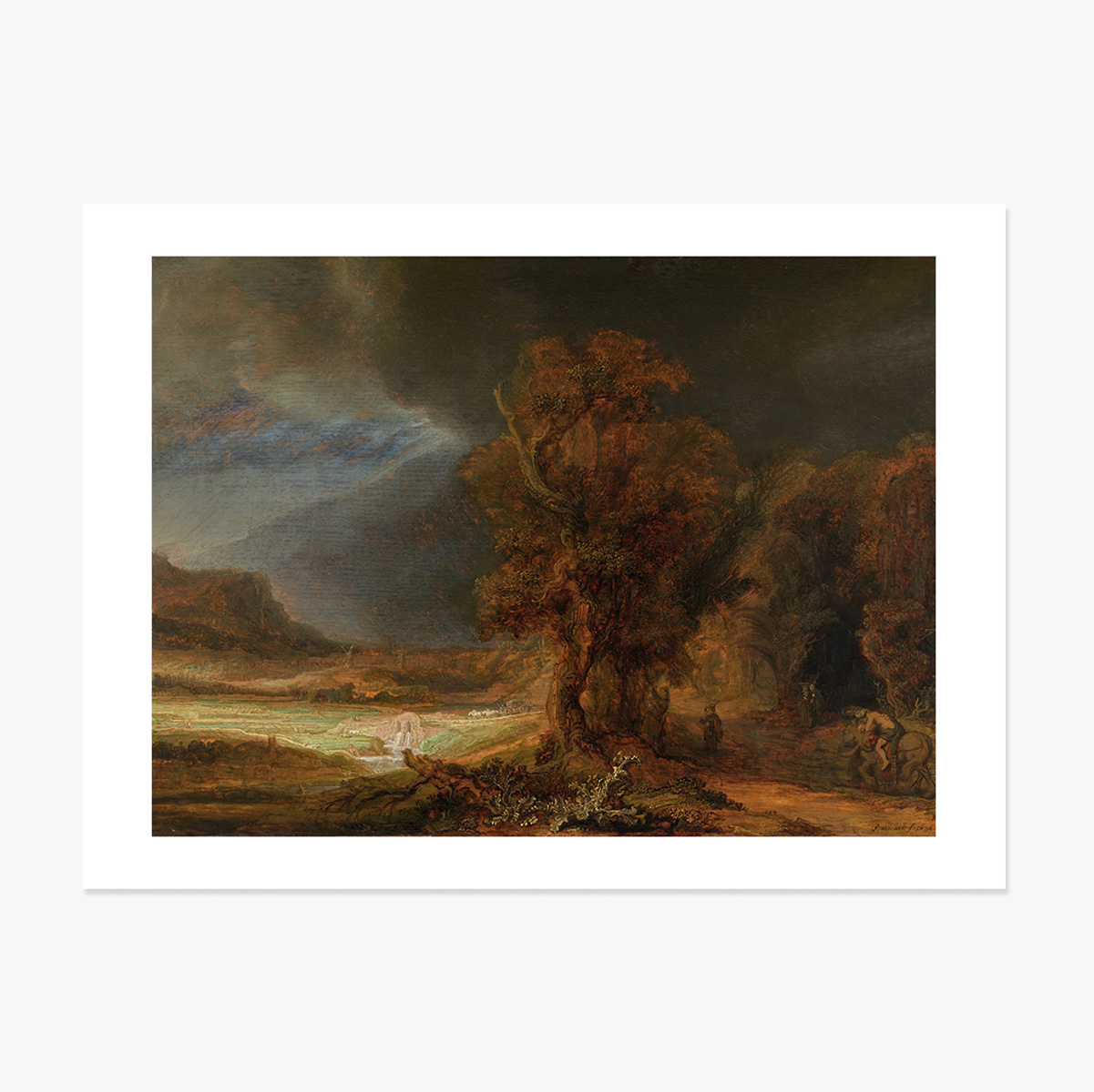 Plakát na šířku – Rembrandt van Rijn – Krajina s milosrdným Samaritánem, 1638