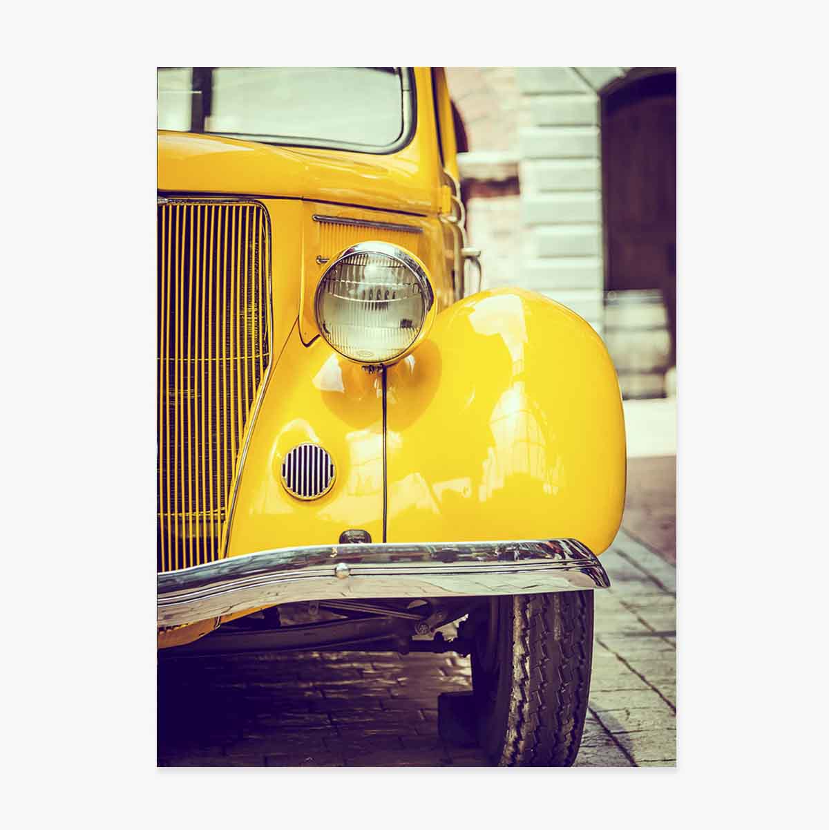 Plakát: Žluté vintage auto