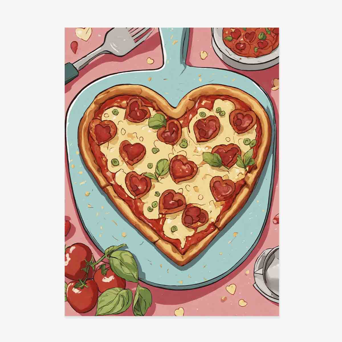 Plakát „Pizza ve tvaru srdce“