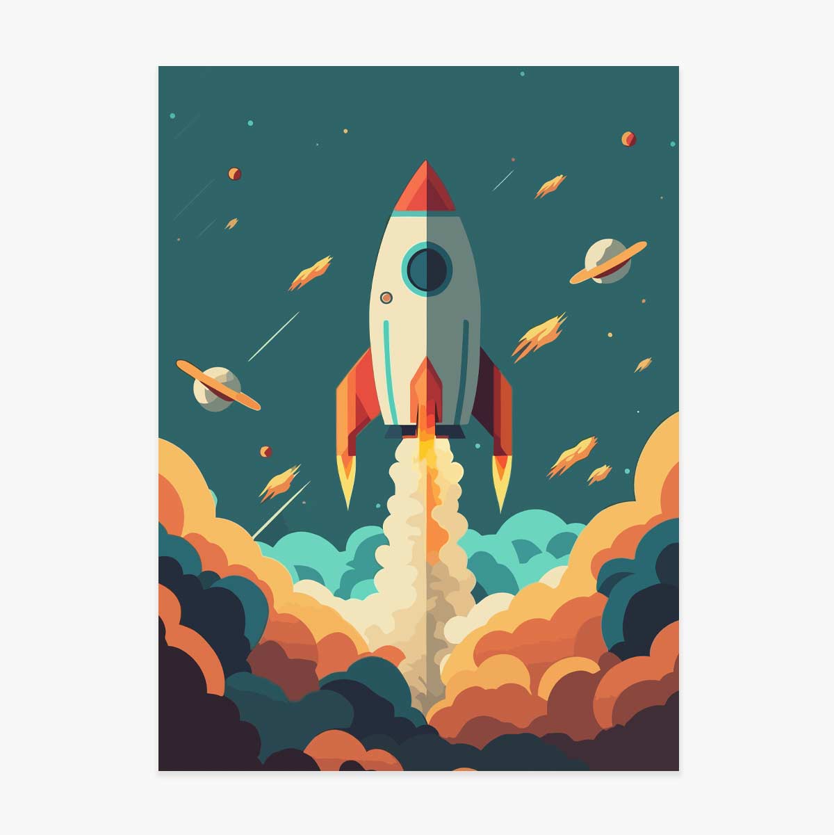 Plakát „Raketa ve vesmíru“