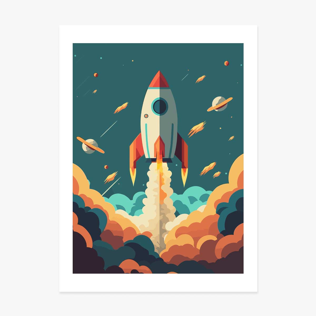 Plakát „Raketa ve vesmíru“