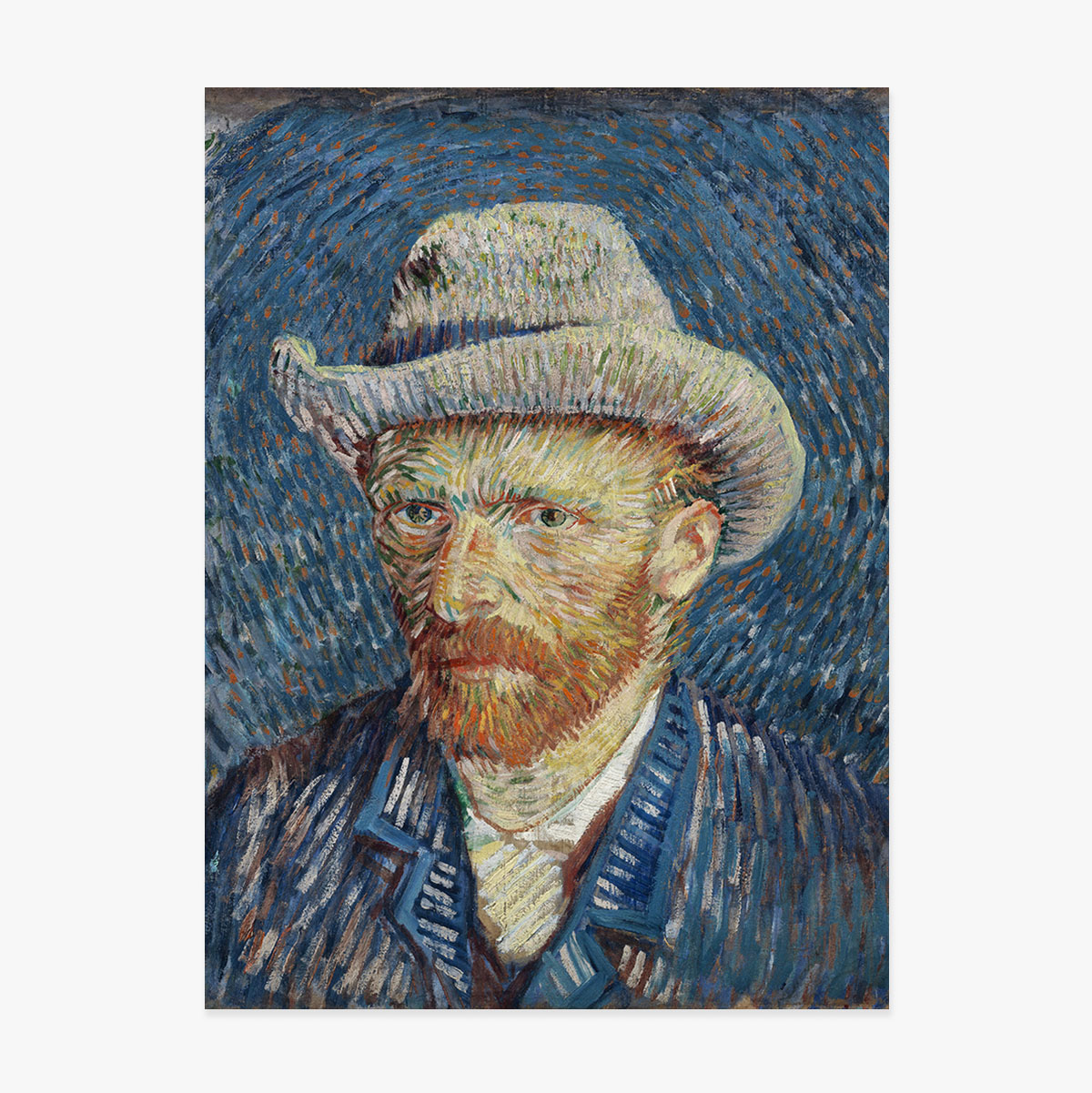 Plakát Vincenta van Gogha, Autoportrét s šedým plstěným kloboukem, 1887