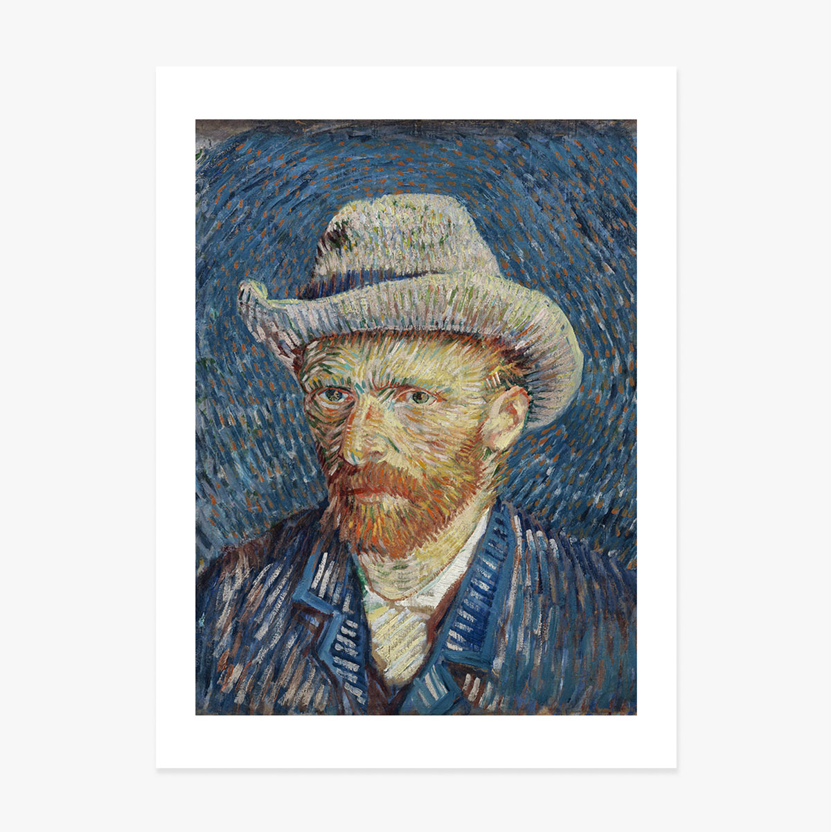 Plakát Vincenta van Gogha, Autoportrét s šedým plstěným kloboukem, 1887
