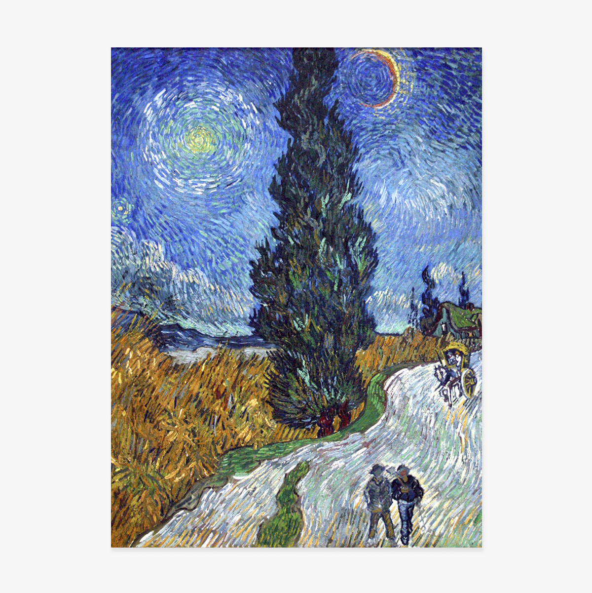 Plakát Vincenta van Gogha, Cesta s cyprusy a hvězdou, 1890