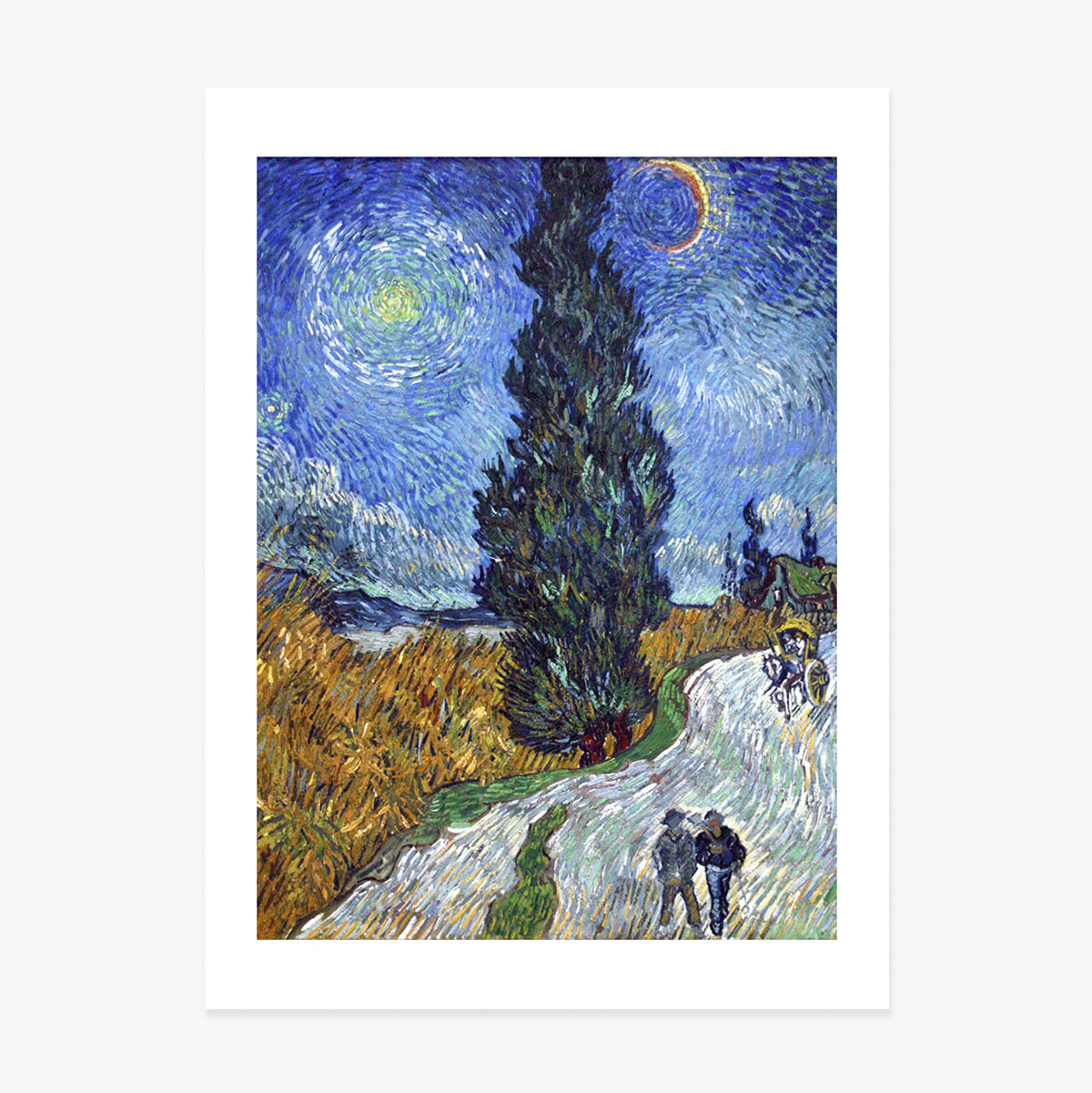 Plakát Vincenta van Gogha, Cesta s cyprusy a hvězdou, 1890